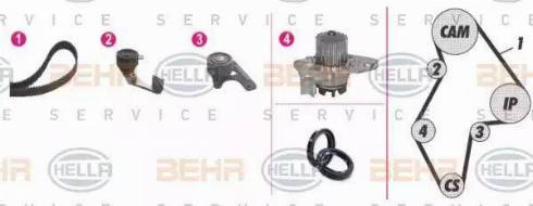 BEHR HELLA Service 8MP 376 805-831 - Pompa acqua + Kit cinghie dentate autozon.pro