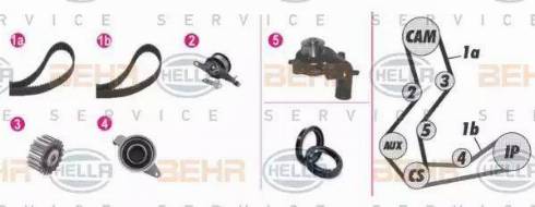 BEHR HELLA Service 8MP 376 805-821 - Pompa acqua + Kit cinghie dentate autozon.pro