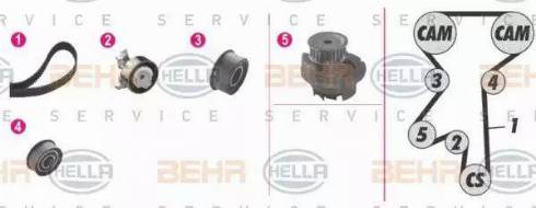 BEHR HELLA Service 8MP 376 806-841 - Pompa acqua + Kit cinghie dentate autozon.pro