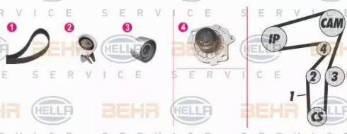 BEHR HELLA Service 8MP 376 806-881 - Pompa acqua + Kit cinghie dentate autozon.pro