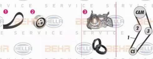 BEHR HELLA Service 8MP 376 801-881 - Pompa acqua + Kit cinghie dentate autozon.pro