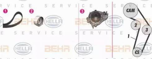 BEHR HELLA Service 8MP 376 808-841 - Pompa acqua + Kit cinghie dentate autozon.pro