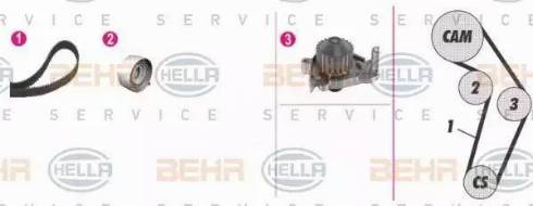 BEHR HELLA Service 8MP 376 808-831 - Pompa acqua + Kit cinghie dentate autozon.pro