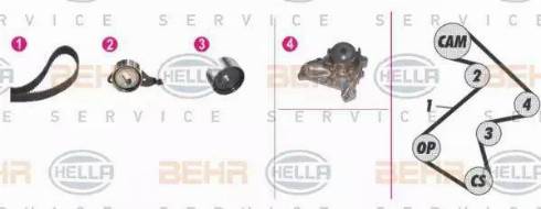 BEHR HELLA Service 8MP 376 808-821 - Pompa acqua + Kit cinghie dentate autozon.pro