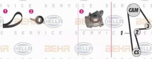 BEHR HELLA Service 8MP 376 808-871 - Pompa acqua + Kit cinghie dentate autozon.pro