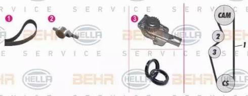 BEHR HELLA Service 8MP 376 803-871 - Pompa acqua + Kit cinghie dentate autozon.pro