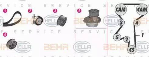 BEHR HELLA Service 8MP 376 807-821 - Pompa acqua + Kit cinghie dentate autozon.pro