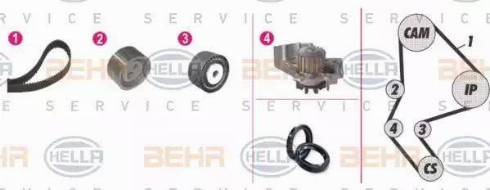 BEHR HELLA Service 8MP 376 814-881 - Pompa acqua + Kit cinghie dentate autozon.pro