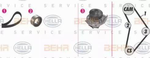 BEHR HELLA Service 8MP 376 815-811 - Pompa acqua + Kit cinghie dentate autozon.pro