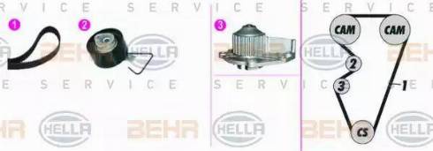 BEHR HELLA Service 8MP 376 816-821 - Pompa acqua + Kit cinghie dentate autozon.pro