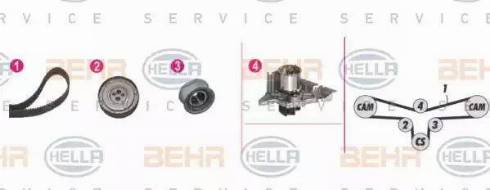 BEHR HELLA Service 8MP 376 810-811 - Pompa acqua + Kit cinghie dentate autozon.pro