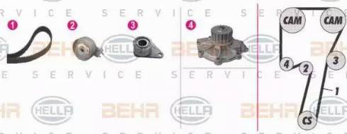 BEHR HELLA Service 8MP 376 810-831 - Pompa acqua + Kit cinghie dentate autozon.pro