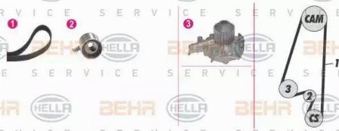 BEHR HELLA Service 8MP 376 811-891 - Pompa acqua + Kit cinghie dentate autozon.pro