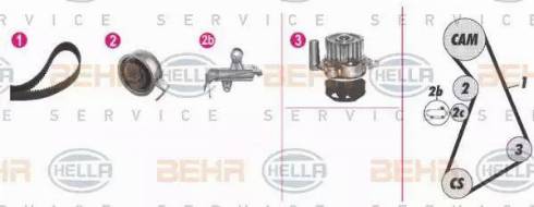 BEHR HELLA Service 8MP 376 811-831 - Pompa acqua + Kit cinghie dentate autozon.pro