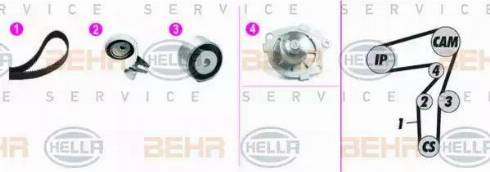 BEHR HELLA Service 8MP 376 818-851 - Pompa acqua + Kit cinghie dentate autozon.pro