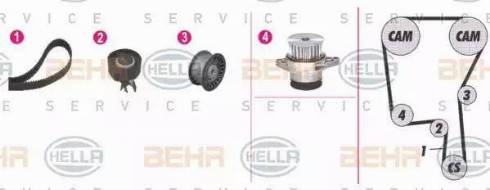 BEHR HELLA Service 8MP 376 813-891 - Pompa acqua + Kit cinghie dentate autozon.pro