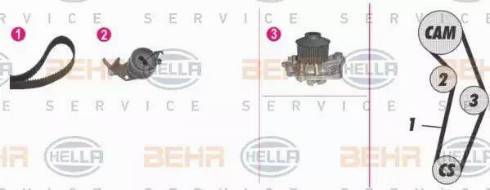 BEHR HELLA Service 8MP 376 813-841 - Pompa acqua + Kit cinghie dentate autozon.pro