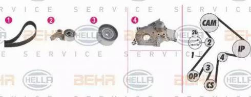 BEHR HELLA Service 8MP 376 813-851 - Pompa acqua + Kit cinghie dentate autozon.pro