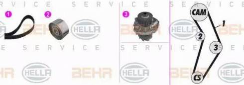 BEHR HELLA Service 8MP 376 813-881 - Pompa acqua + Kit cinghie dentate autozon.pro