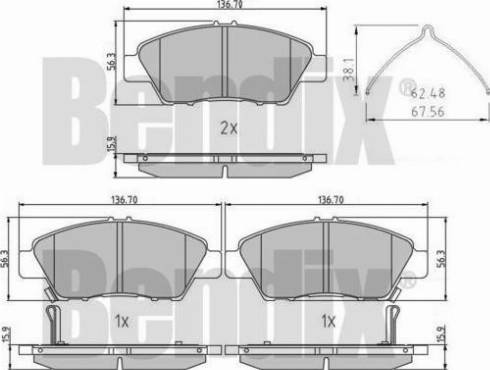 BENDIX 510992 - Kit pastiglie freno, Freno a disco autozon.pro