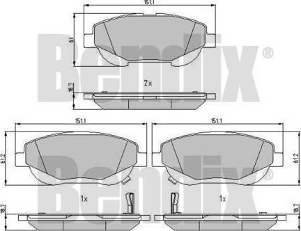 BENDIX 510925 - Kit pastiglie freno, Freno a disco autozon.pro