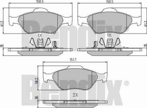 BENDIX 510454 - Kit pastiglie freno, Freno a disco autozon.pro