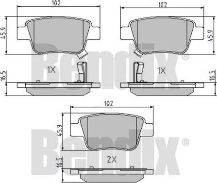 BENDIX 510458 - Kit pastiglie freno, Freno a disco autozon.pro