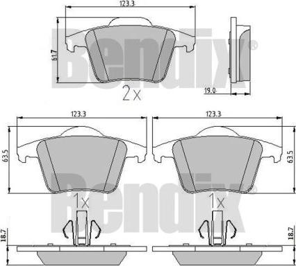 BENDIX 510400 - Kit pastiglie freno, Freno a disco autozon.pro