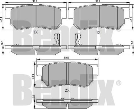 BENDIX 510419 - Kit pastiglie freno, Freno a disco autozon.pro