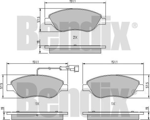 BENDIX 510411 - Kit pastiglie freno, Freno a disco autozon.pro