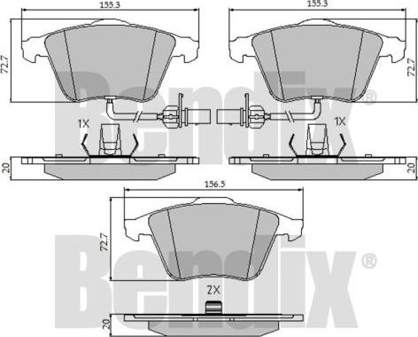 BENDIX 510504 - Kit pastiglie freno, Freno a disco autozon.pro