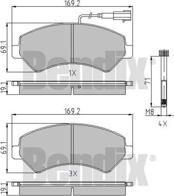 BENDIX 510516 - Kit pastiglie freno, Freno a disco autozon.pro