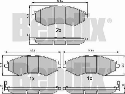 BENDIX 510523 - Kit pastiglie freno, Freno a disco autozon.pro