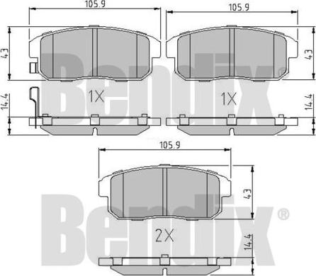 BENDIX 510652 - Kit pastiglie freno, Freno a disco autozon.pro