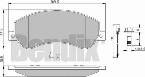 BENDIX 510616 - Kit pastiglie freno, Freno a disco autozon.pro