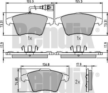 BENDIX 510611 - Kit pastiglie freno, Freno a disco autozon.pro