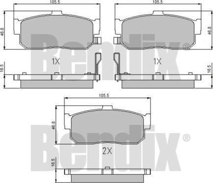 BENDIX 510612 - Kit pastiglie freno, Freno a disco autozon.pro