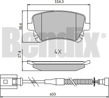 BENDIX 510621 - Kit pastiglie freno, Freno a disco autozon.pro