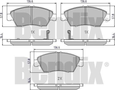 BENDIX 510080 - Kit pastiglie freno, Freno a disco autozon.pro