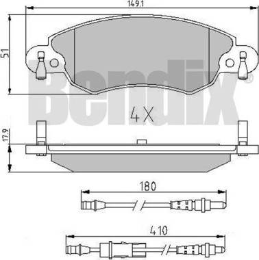 BENDIX 510841 - Kit pastiglie freno, Freno a disco autozon.pro