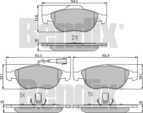 BENDIX 510831 - Kit pastiglie freno, Freno a disco autozon.pro