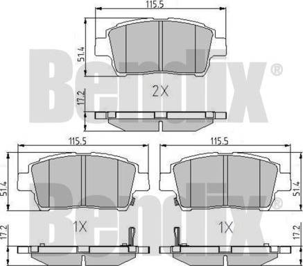 BENDIX 510879 - Kit pastiglie freno, Freno a disco autozon.pro