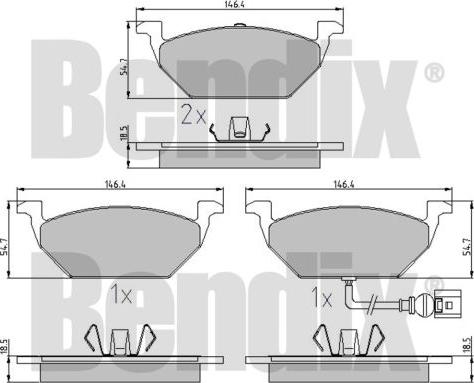 BENDIX 510383 - Kit pastiglie freno, Freno a disco autozon.pro