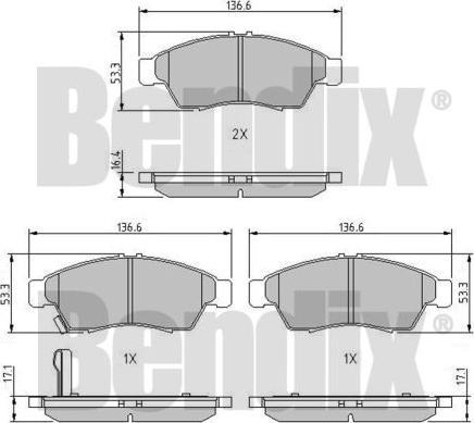 BENDIX 510242 - Kit pastiglie freno, Freno a disco autozon.pro