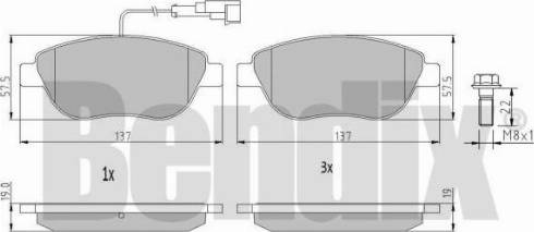 BENDIX 510205 - Kit pastiglie freno, Freno a disco autozon.pro