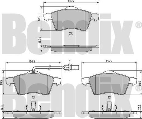 BENDIX 510208 - Kit pastiglie freno, Freno a disco autozon.pro