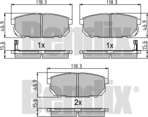 BENDIX 510219 - Kit pastiglie freno, Freno a disco autozon.pro