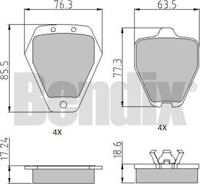 BENDIX 510726 - Kit pastiglie freno, Freno a disco autozon.pro