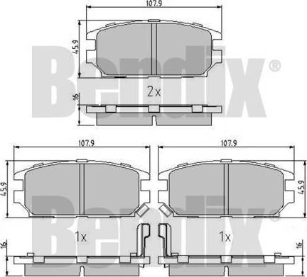 BENDIX 511089 - Kit pastiglie freno, Freno a disco autozon.pro