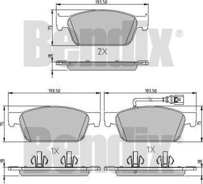 BENDIX 511133 - Kit pastiglie freno, Freno a disco autozon.pro